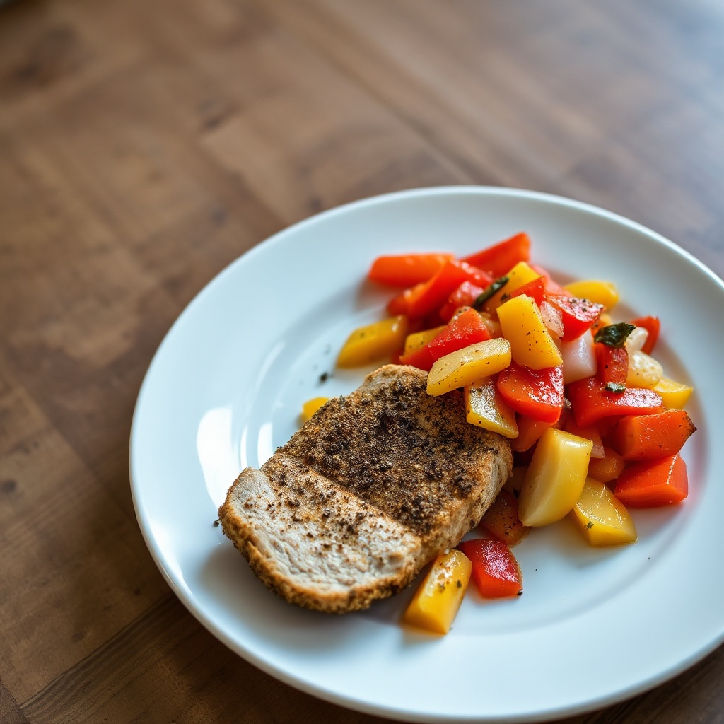 Herb-Crusted Pork with Sweet Pepper Relish