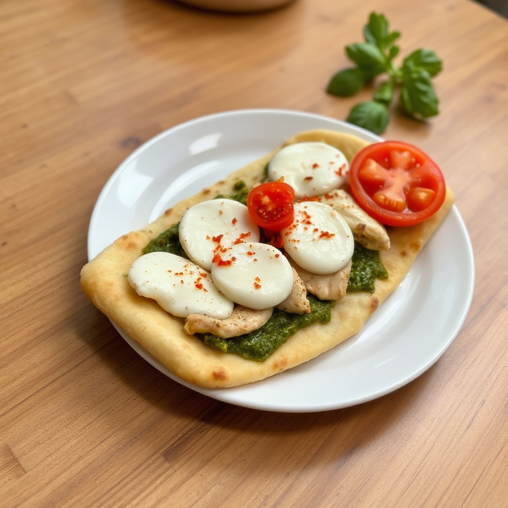 Knoblauch-Pesto-Hühnchen-Fladenbrot