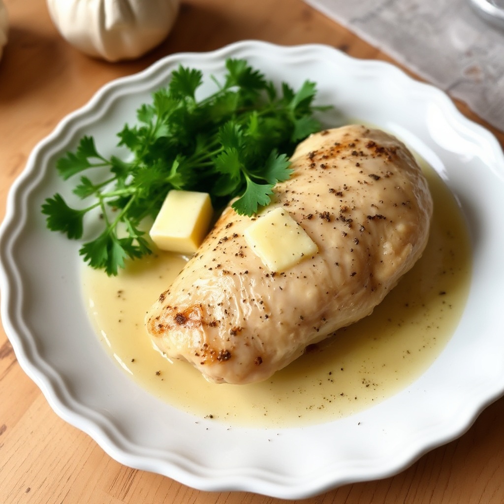 Kräuterbutter gebackenes Hähnchen