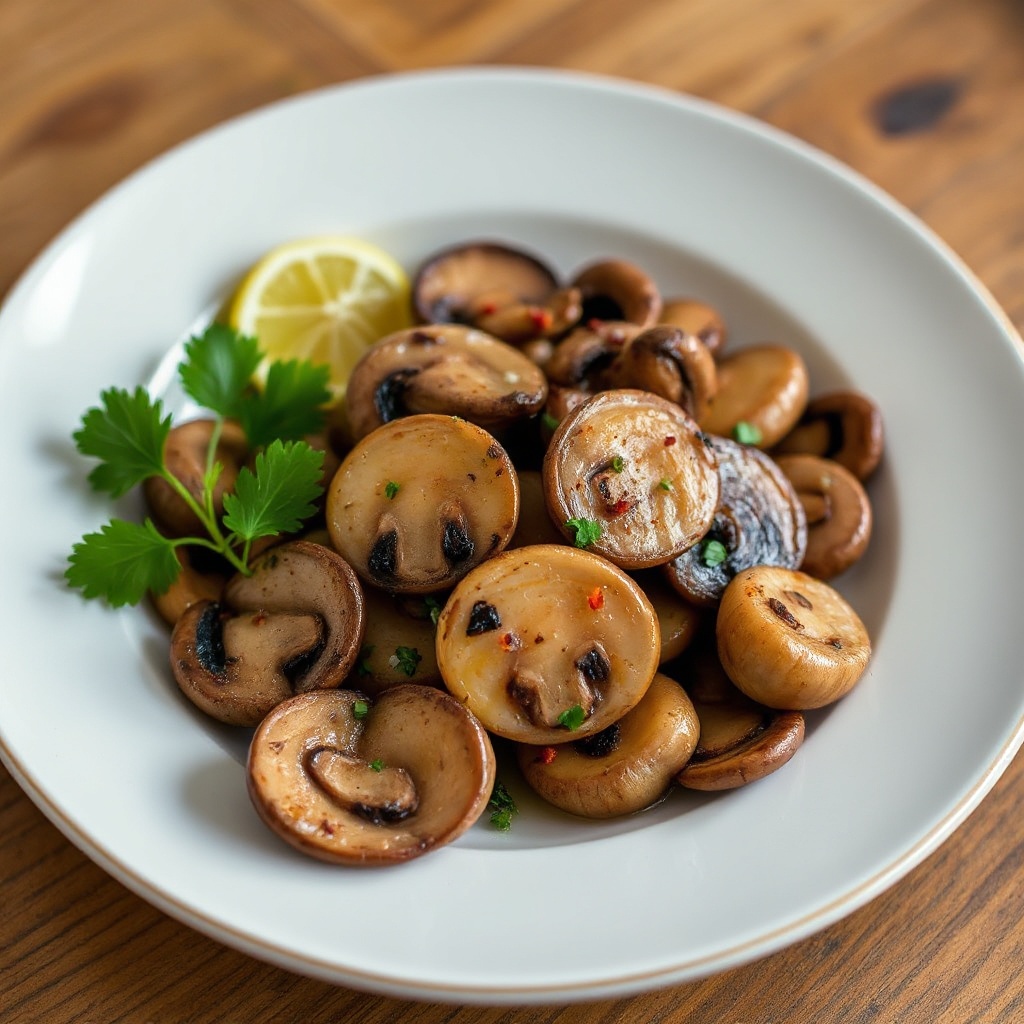Knoblauch-infused sautierte Champignons mit einem spritzigen Twist