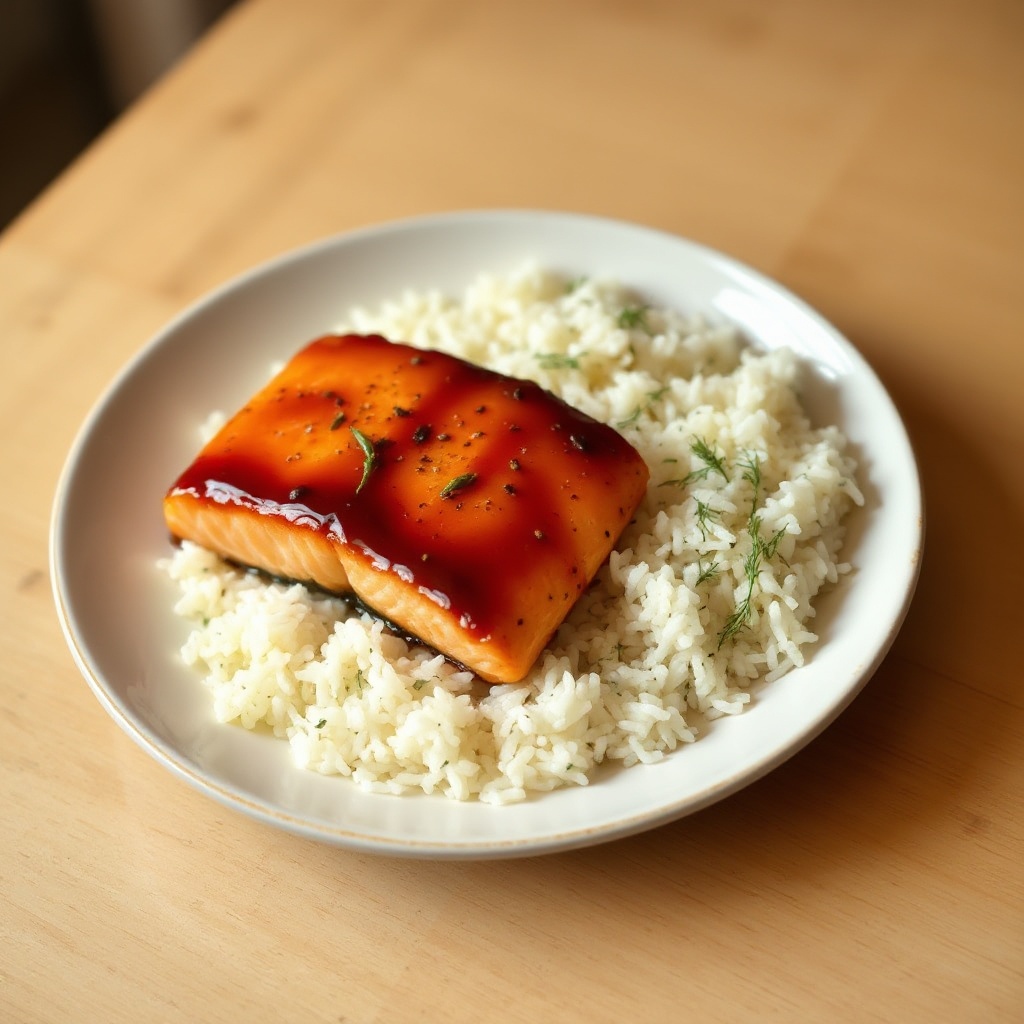 Honig-Soja-glasierten Lachs mit Kräuterreis