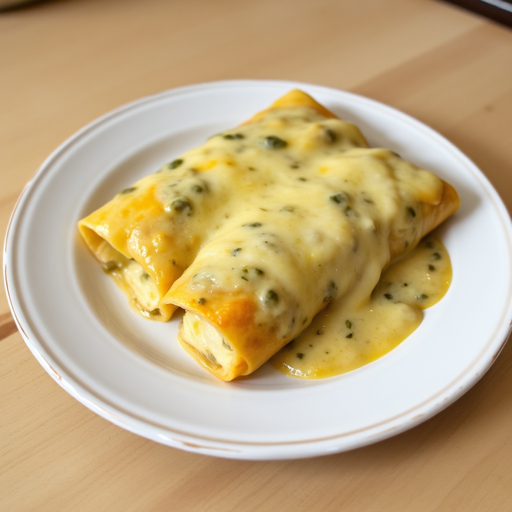 Käse-Enchiladas mit cremiger grüner Chili-Sauce