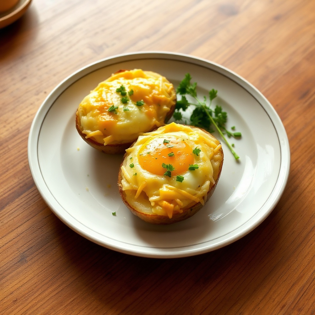 Käse-Ei-gefüllte Kartoffeln