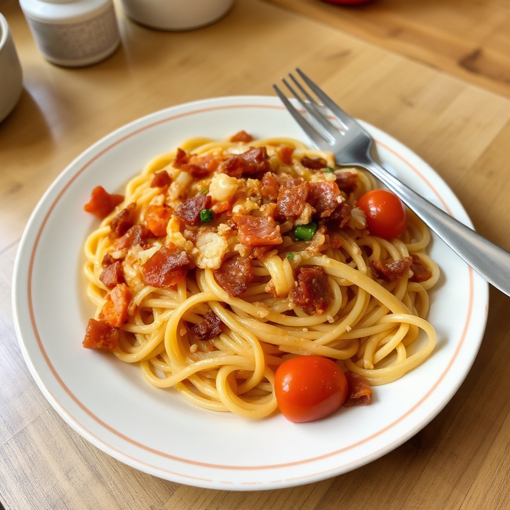 Pasta Salata con Bacon e Pomodoro
