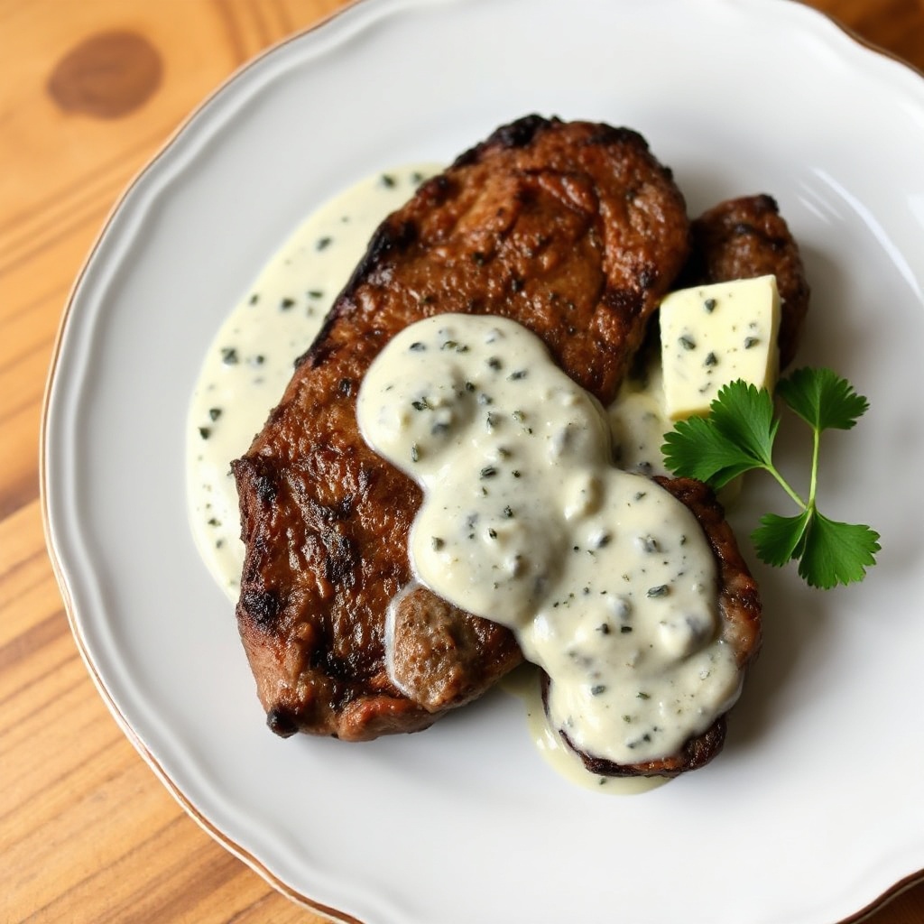 Bistecca Scottata con Salsa Cremosa al Formaggio Blu