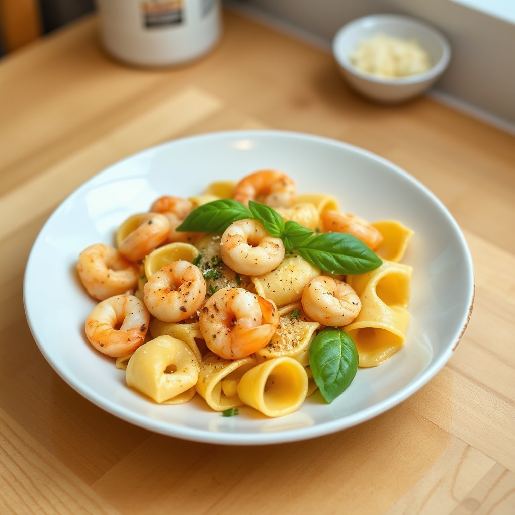 Tortellini con Gamberi al Burro e Aglio