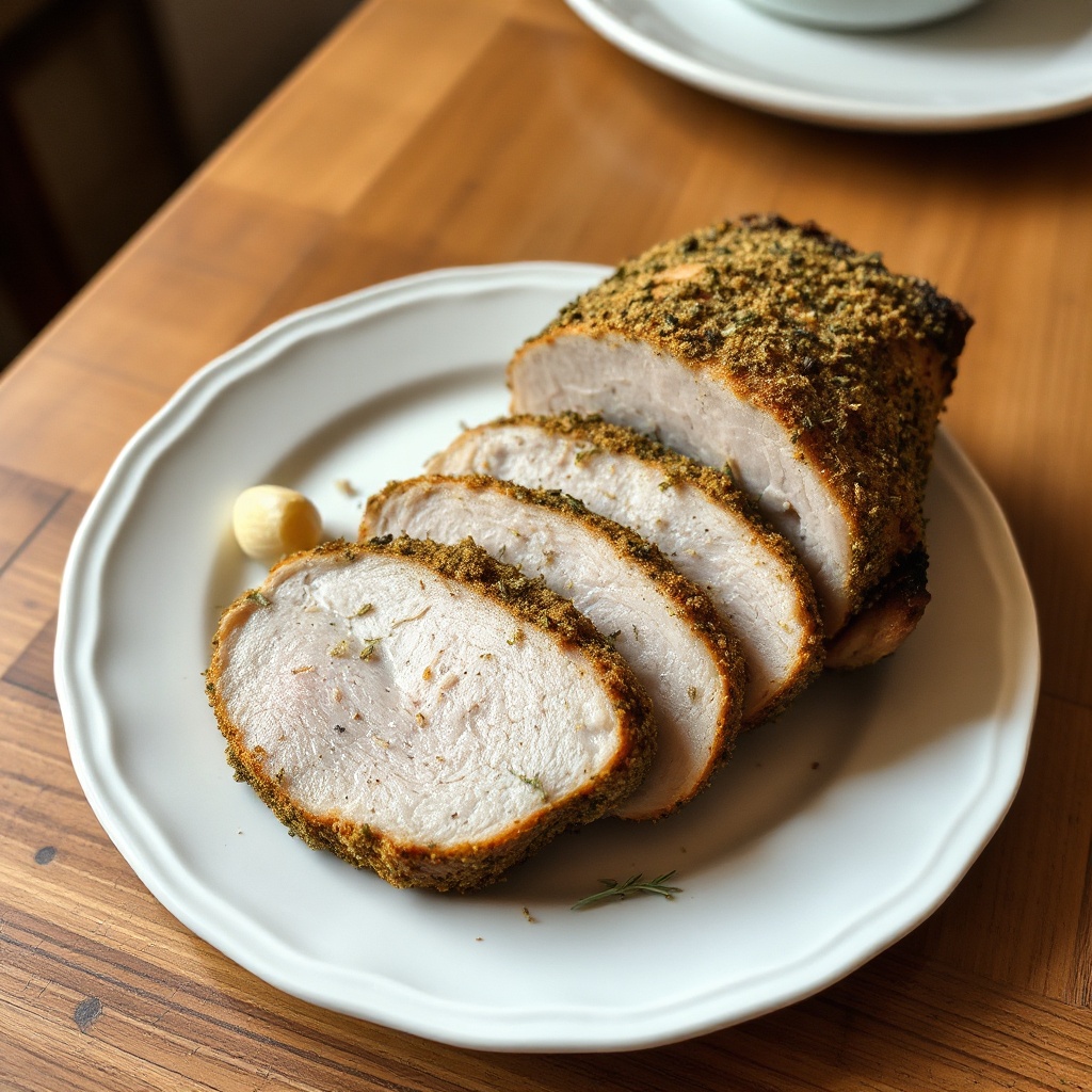 Kräuterkruste Schweinelende Braten