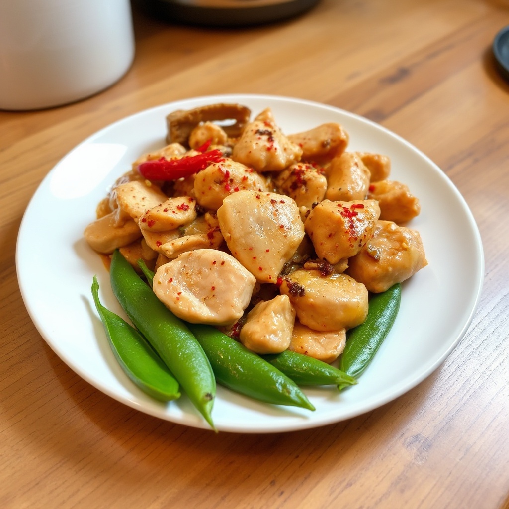 Pollo Piccante Thai con Piselli Croccanti