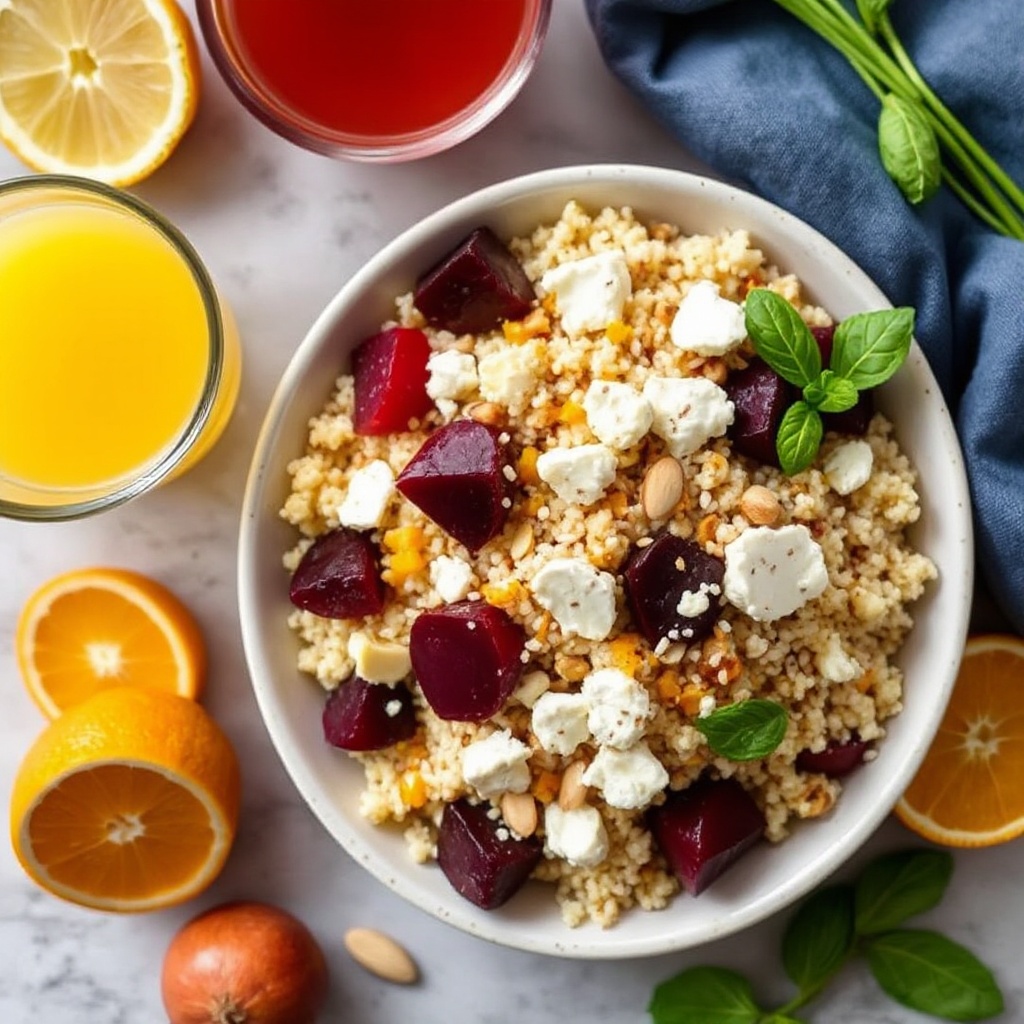 Brown Butter and Orange Cauliflower Rice Salad with Beets and Goat Cheese