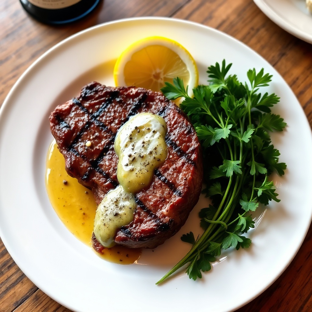 Costata alla Griglia con Salsa di Erbe e Limone