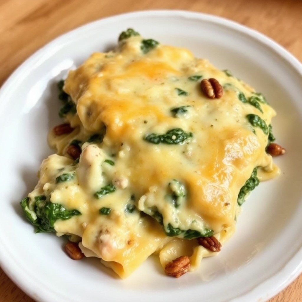 Cremige Hähnchen-Spinat-Lasagne