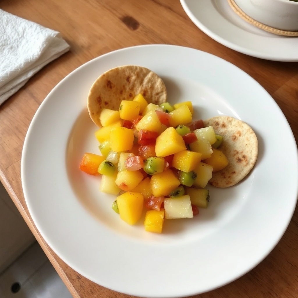 Tropische Fruchtsalsa mit Zimt-Chips