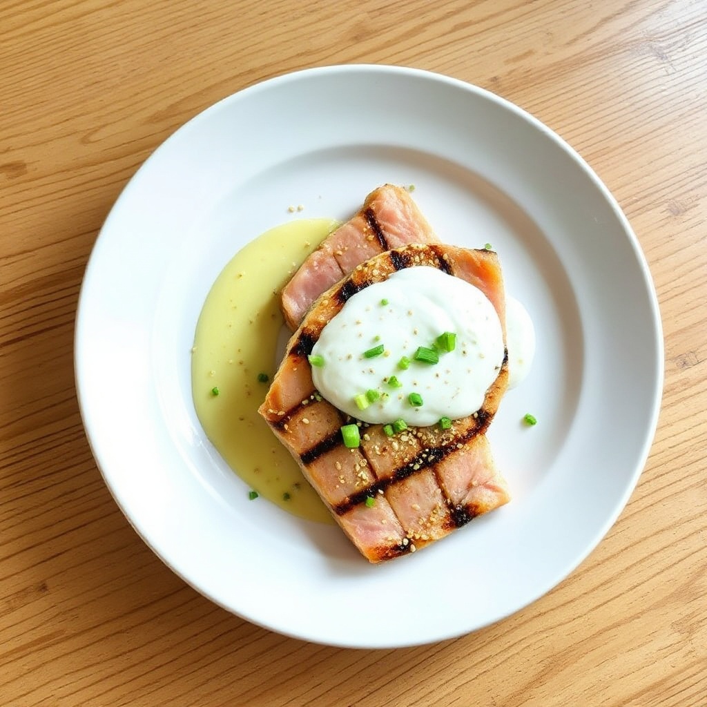 Tonno Grigliato con Sesamo e Wasabi con Salsa Cremosa al Limone