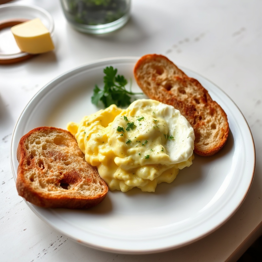 Uova Strapazzate Cremose con Infusione di Erbe