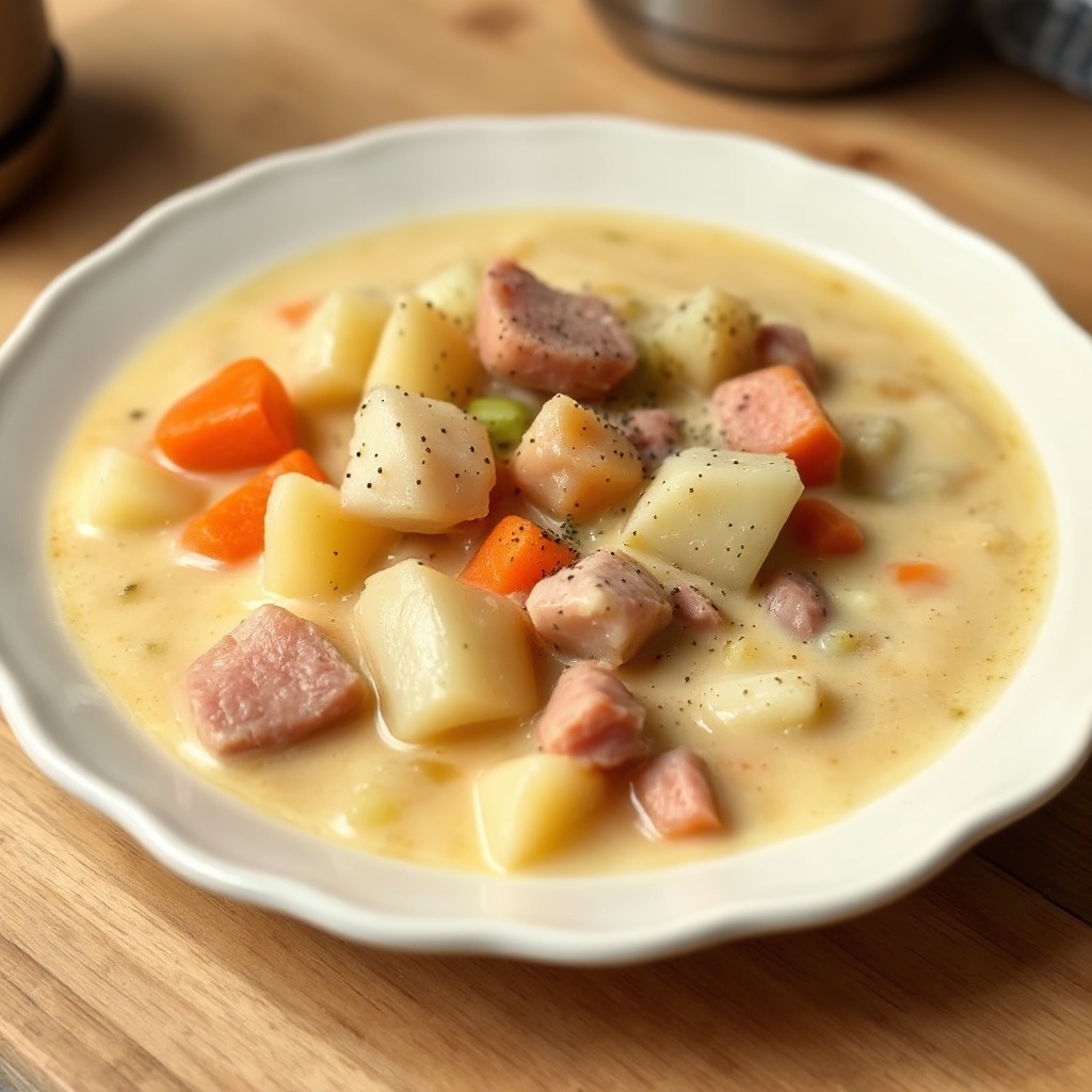 Cremige Schinken-Kartoffel-Suppe aus dem Slow Cooker