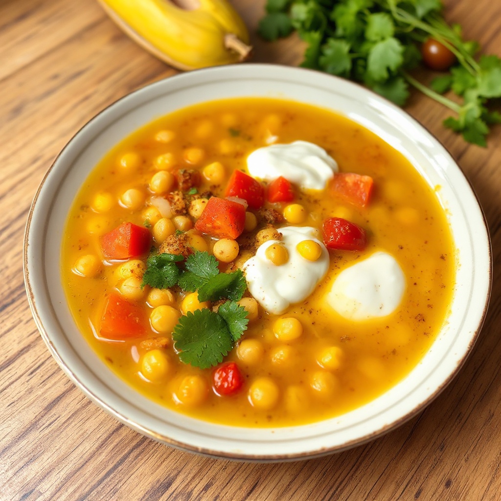 Würzige Kichererbsen-Mais-Suppe