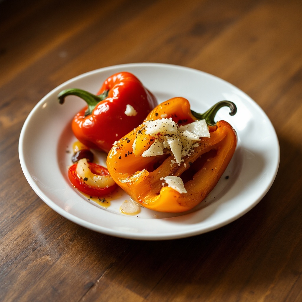Geröstete Paprika mit Knoblauch und Parmesan