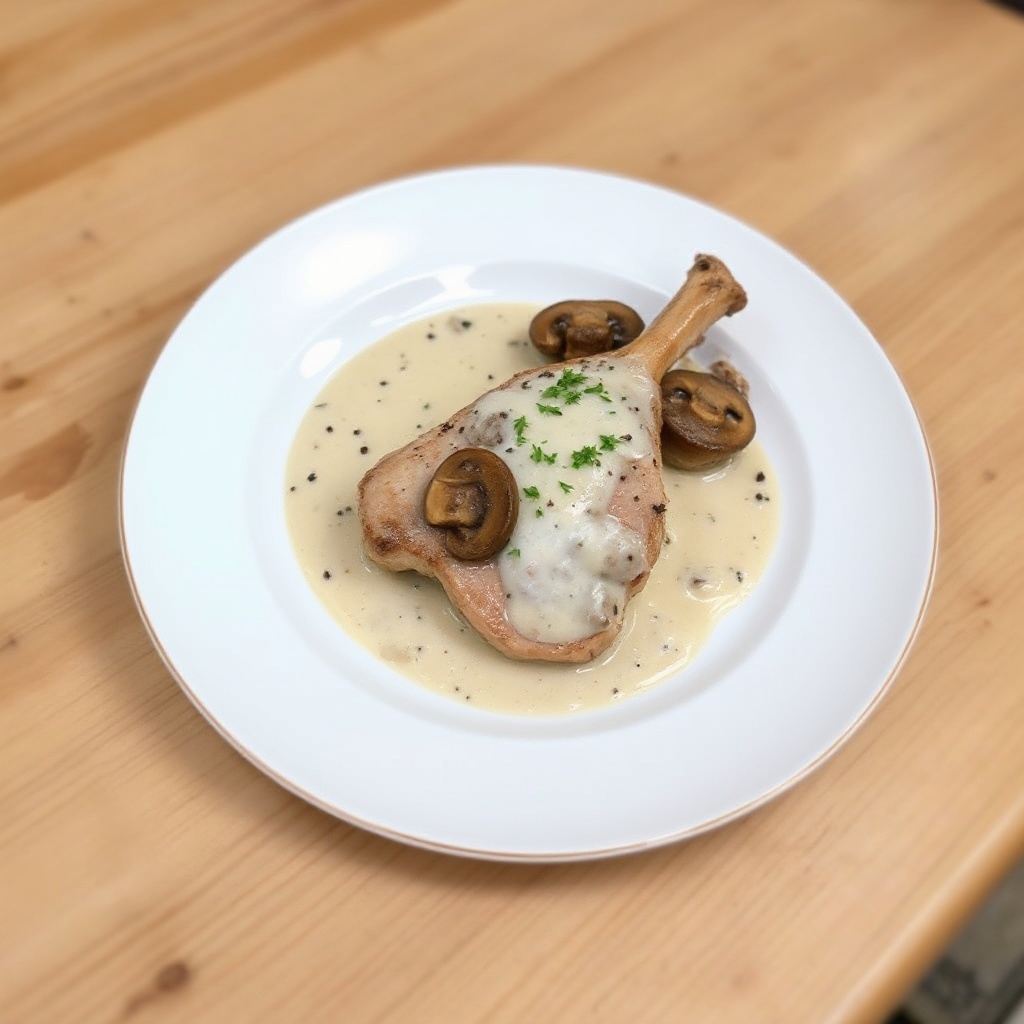 Costolette di Vitello Salate con Salsa Cremosa ai Funghi