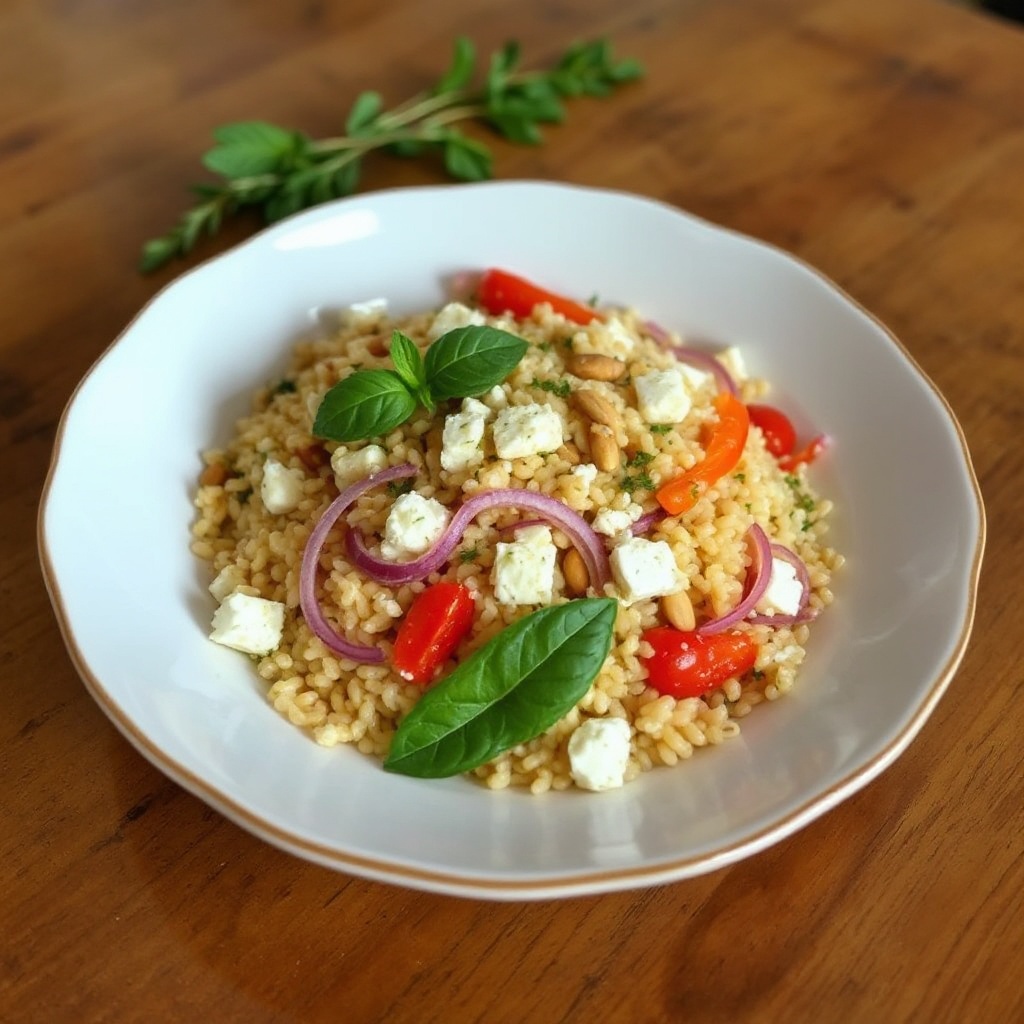 Mediterraner Orzo-Salat mit Feta und Kräutern