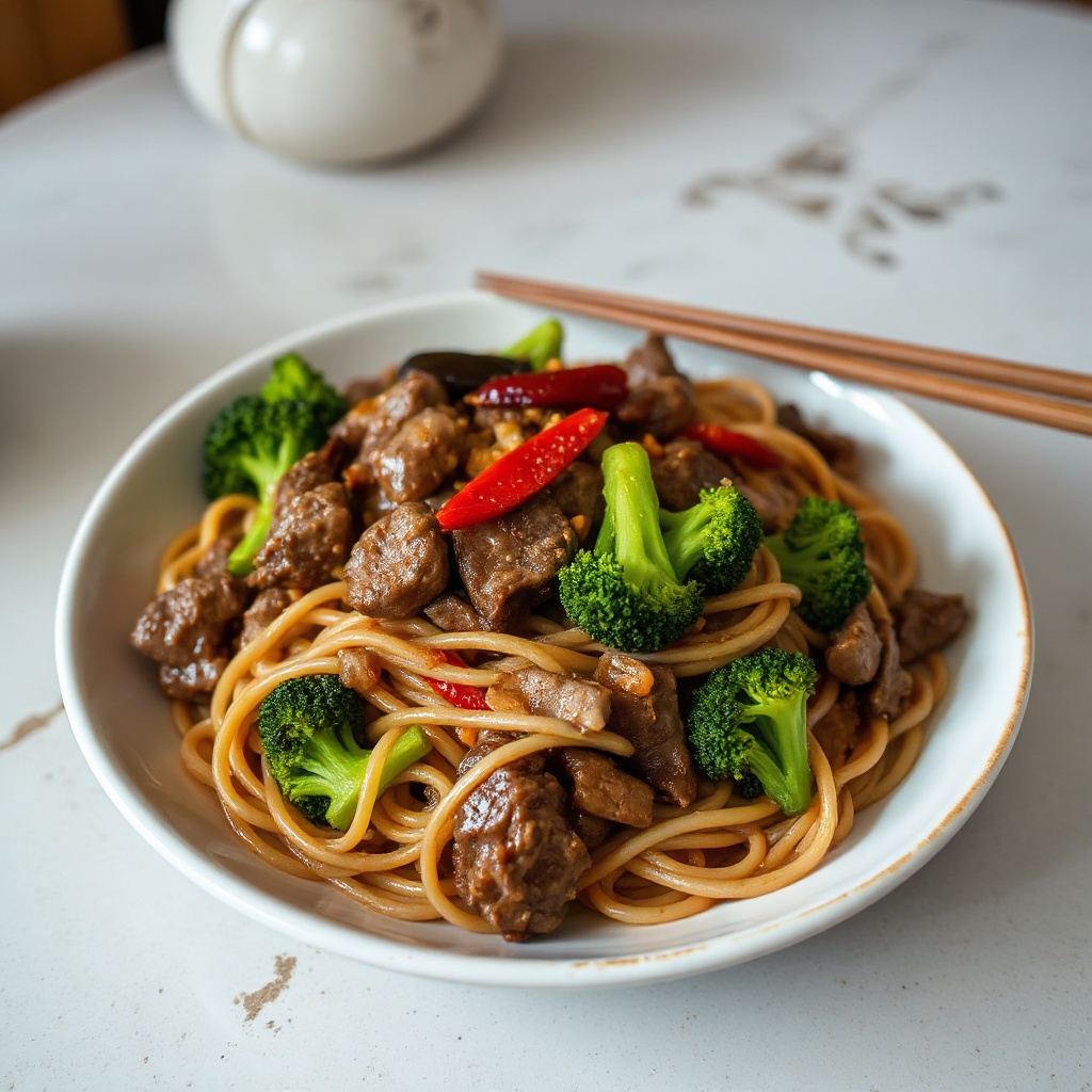 Manzo e Broccoli con Noodles Saltati