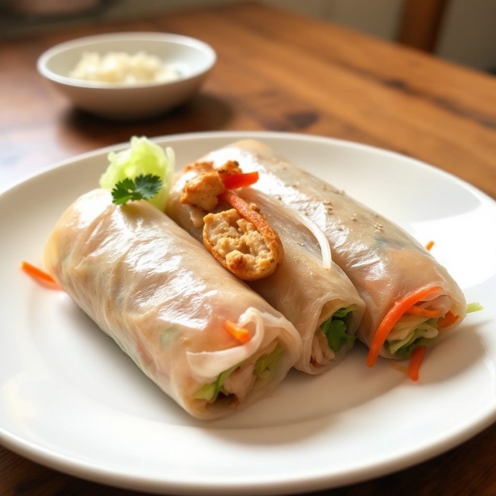Knusprige Gebackene Hähnchen-Gemüse-Rollen