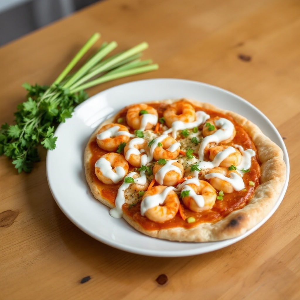 Pizza di Gamberi Buffalo Piccante con Salsa Ranch