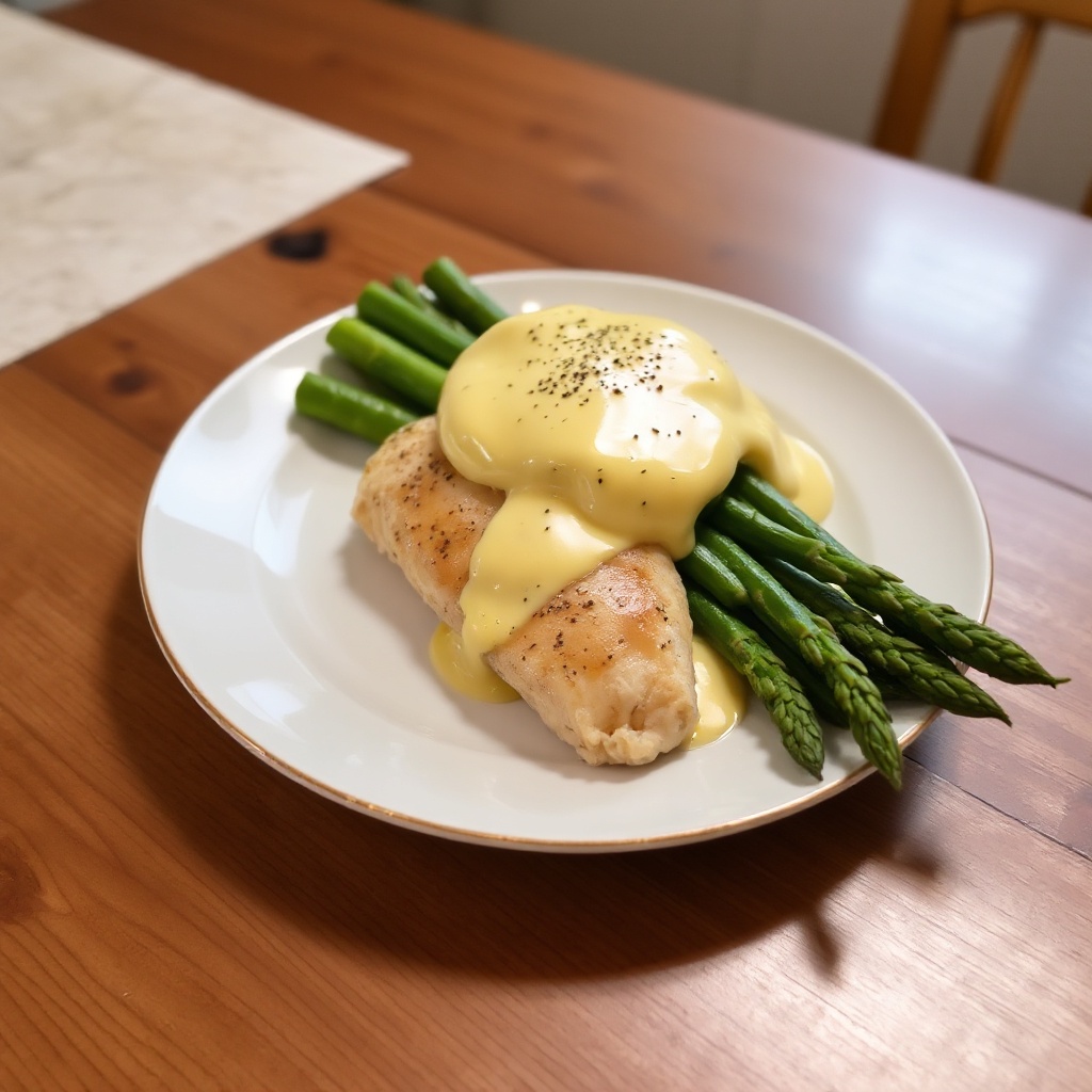 Chicken Royale with Asparagus and Hollandaise