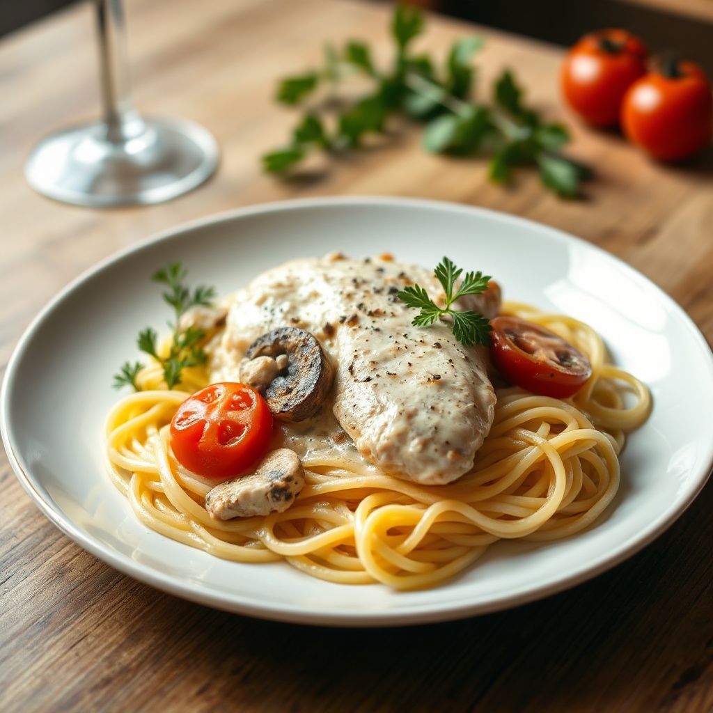 Cremiges Hähnchen Vino Bianco