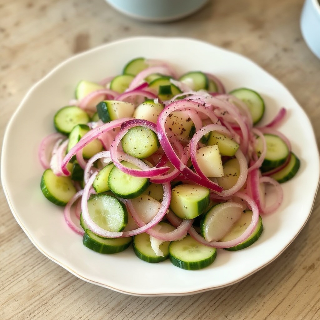 Würziger Gurken- und Zwiebelsalat