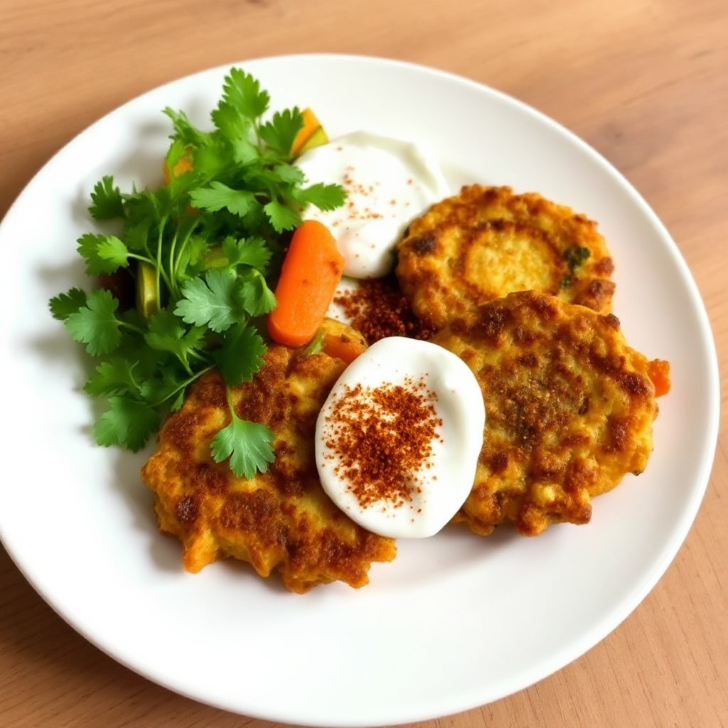 Crispy Vegetable Fritters with Spiced Dip