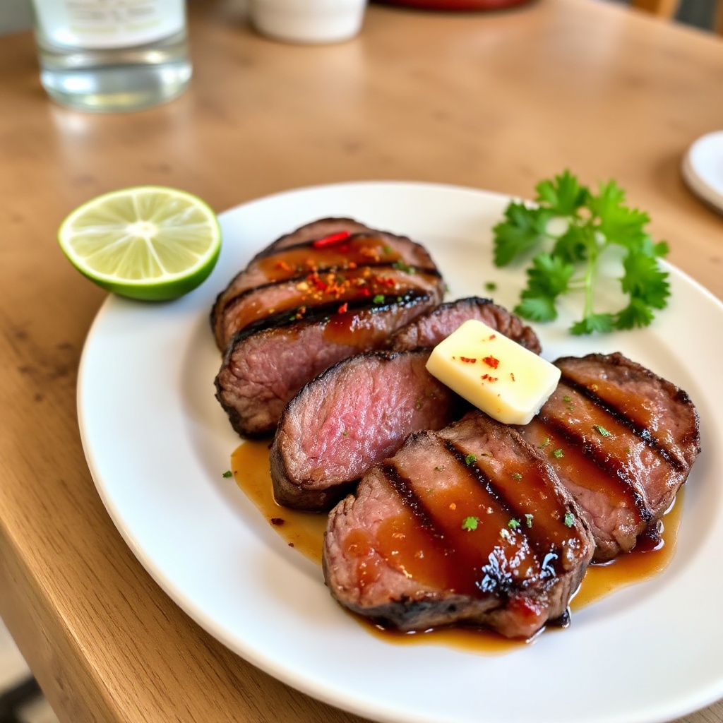 Filetto di Manzo Grigliato con Glassa al Rum e Lime