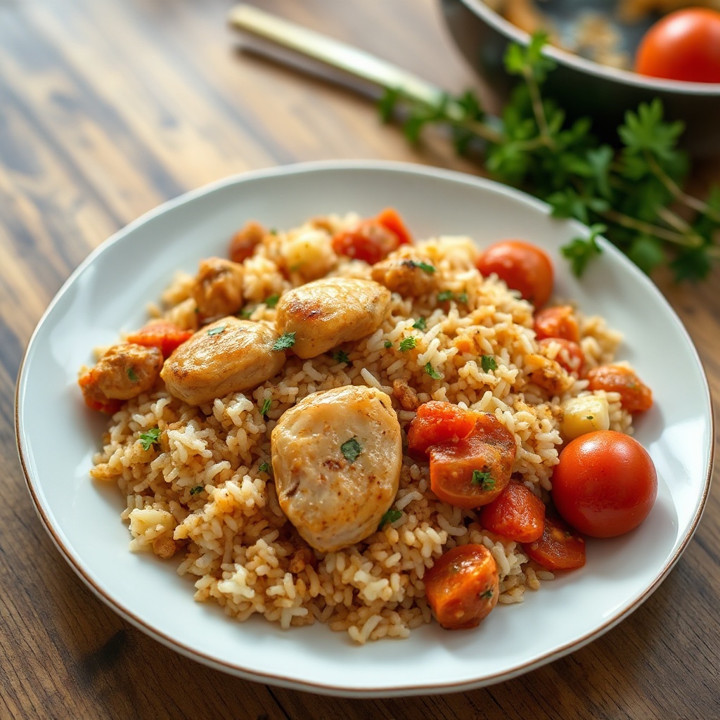 Pollo Speziato e Riso al Pomodoro