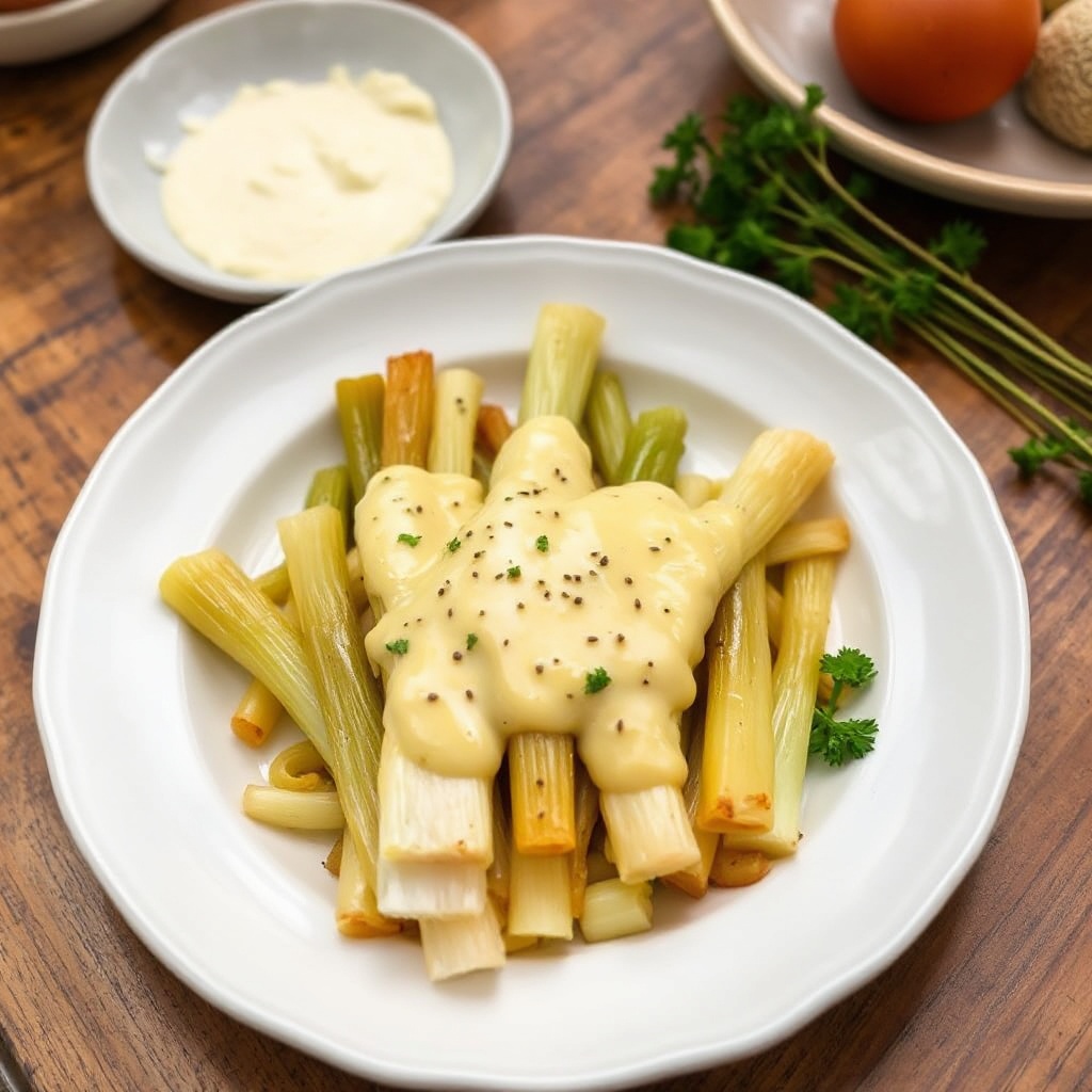 Porri Caldi con Salsa Cremosa di Senape