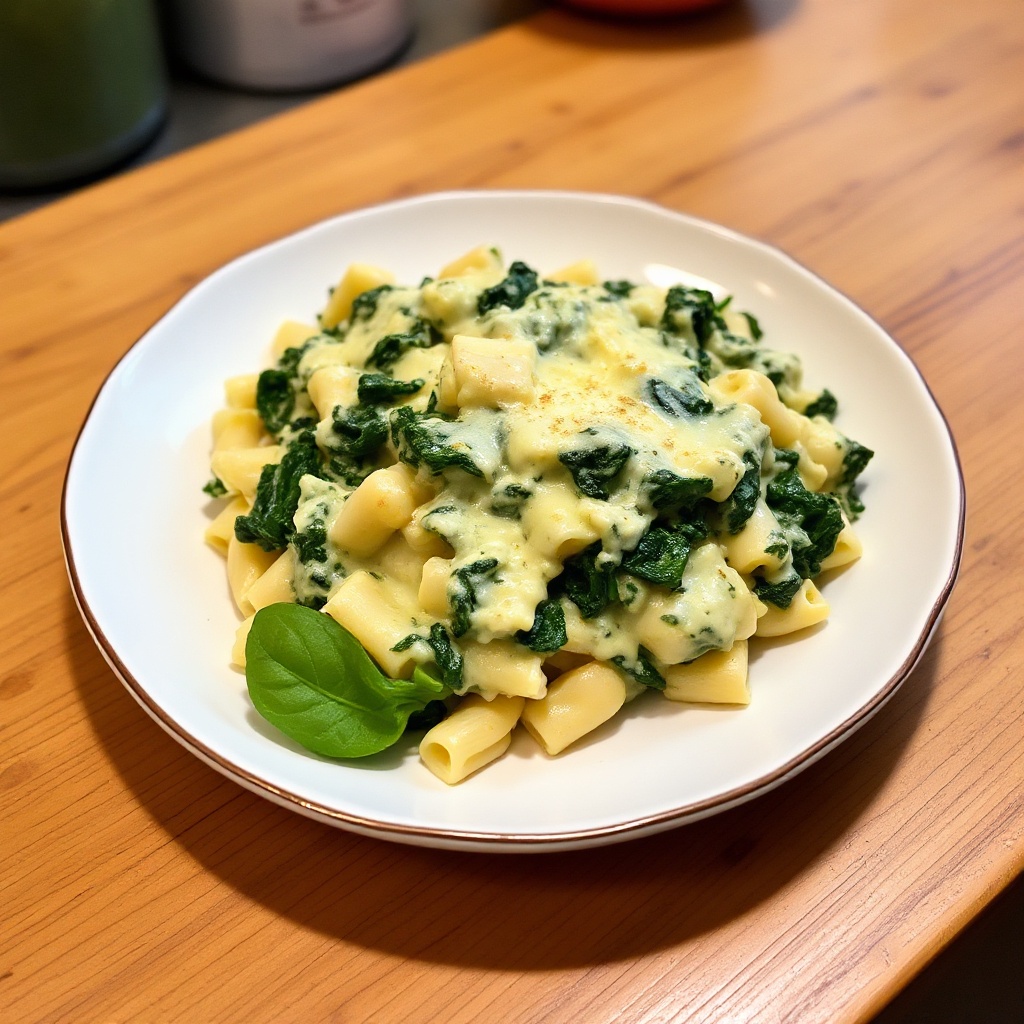 Cremige Spinat- und Cheddar-Pasta-Auflauf
