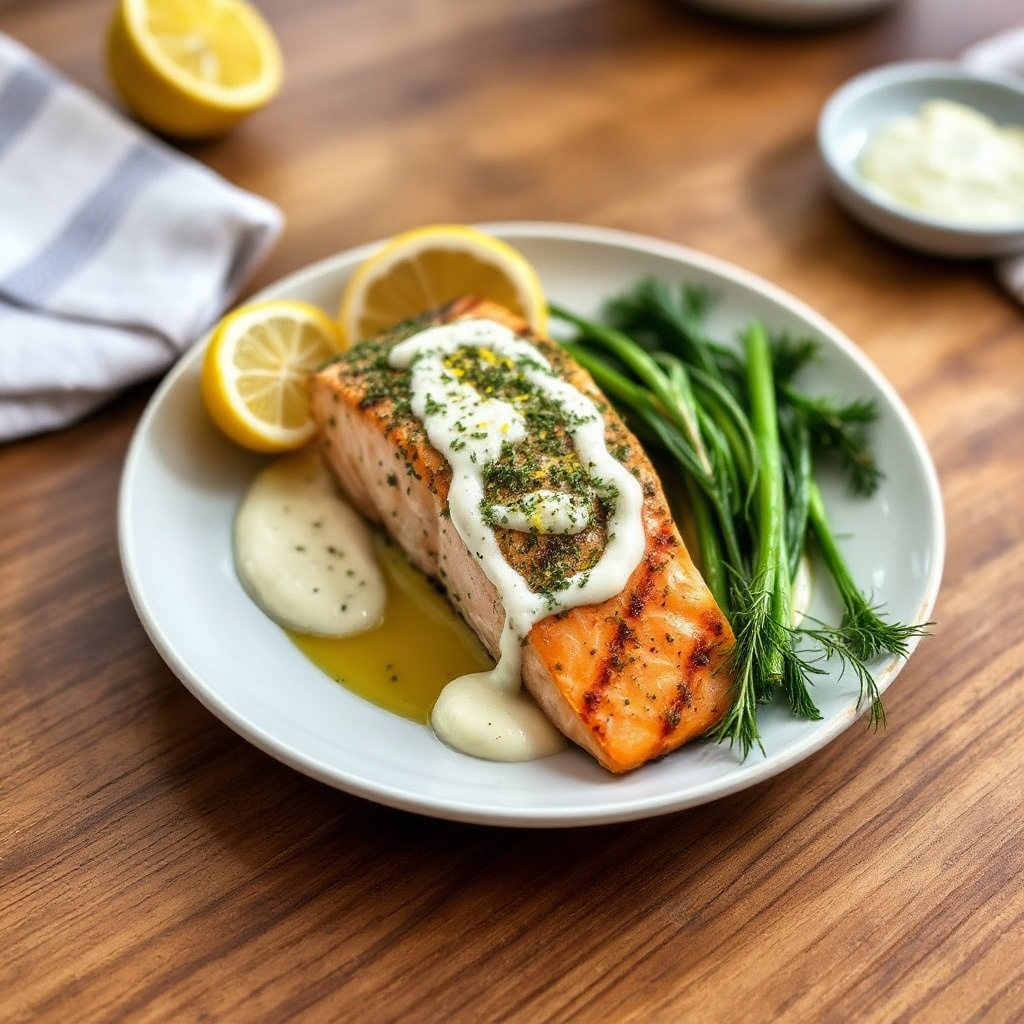 Kräuterkruste Gegrillter Lachs mit Zitronen-Aioli