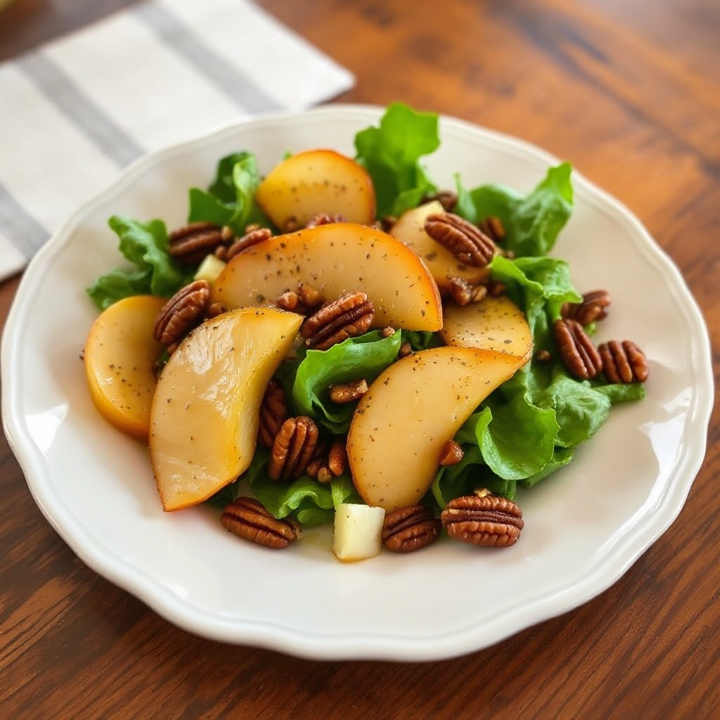 Karamellisierter Apfel- und Pekannuss-Salat