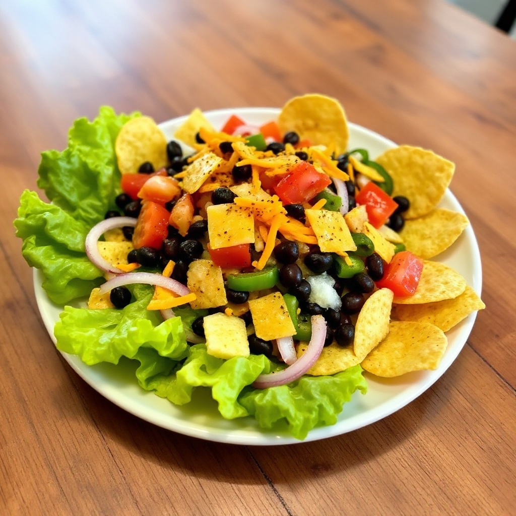 Insalata di Taco con Fagioli Neri e Salsa Agrumata