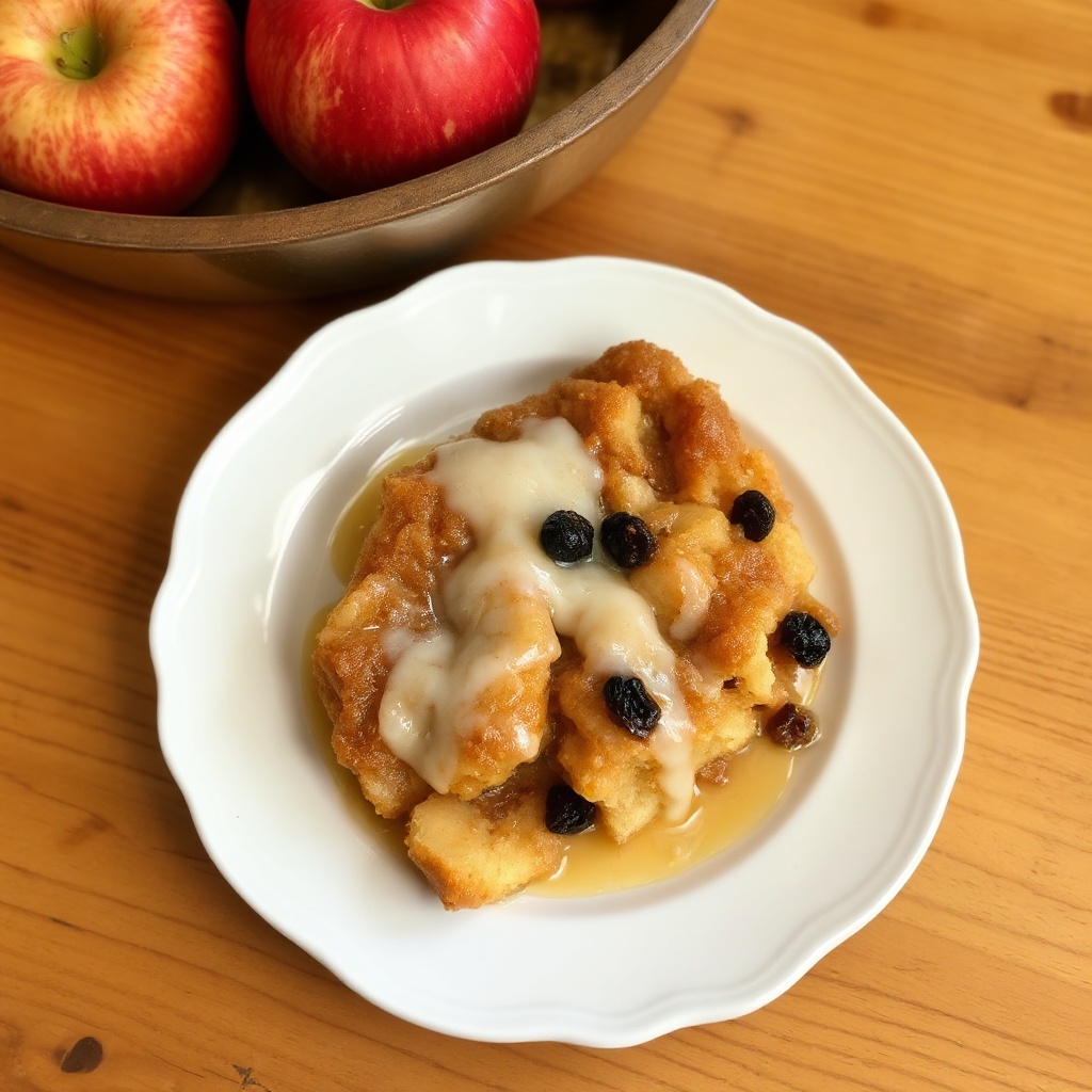 Karamellisierter Apfelbrotpudding