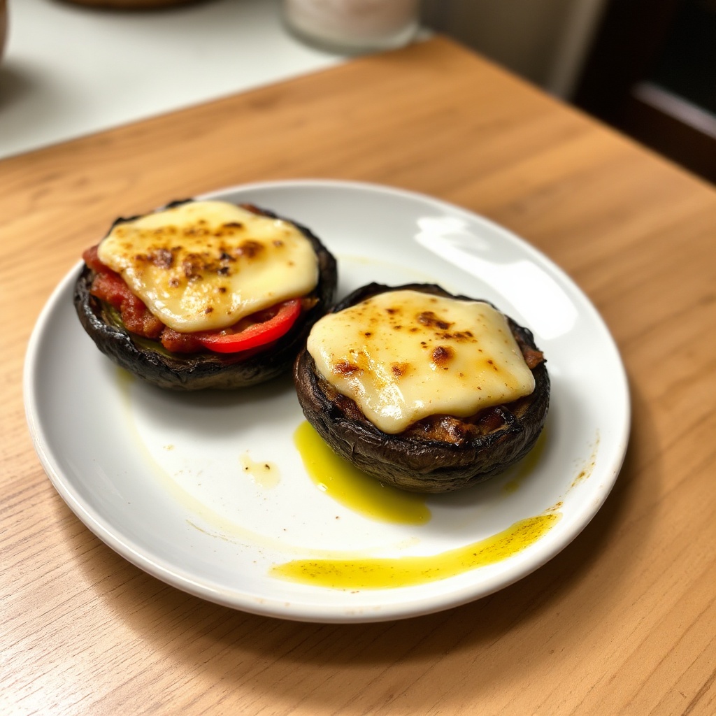 Gegrillte gefüllte Portobello-Kappen