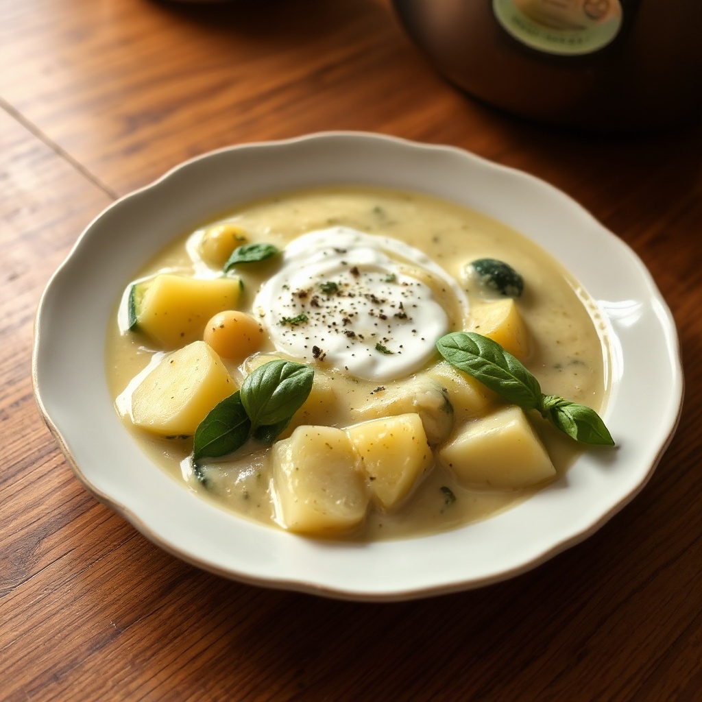 Zuppa Cremosa di Zucchine e Erbe