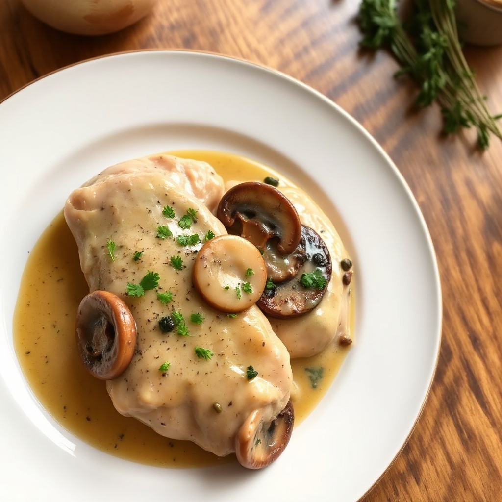 Pollo alle Erbe Savory con Salsa ai Funghi