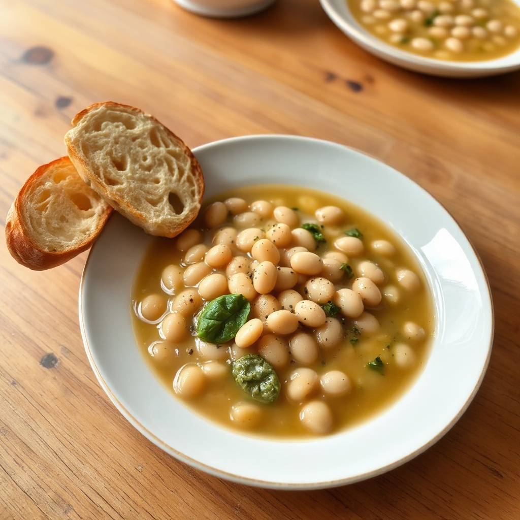 Zuppa di Fagioli Bianca Toscana Veloce con Crostini all'Aglio