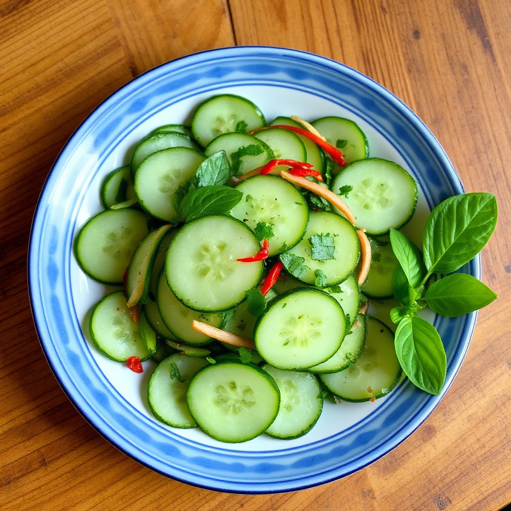 Erfrischender Asiatischer Gurkenkräutersalat