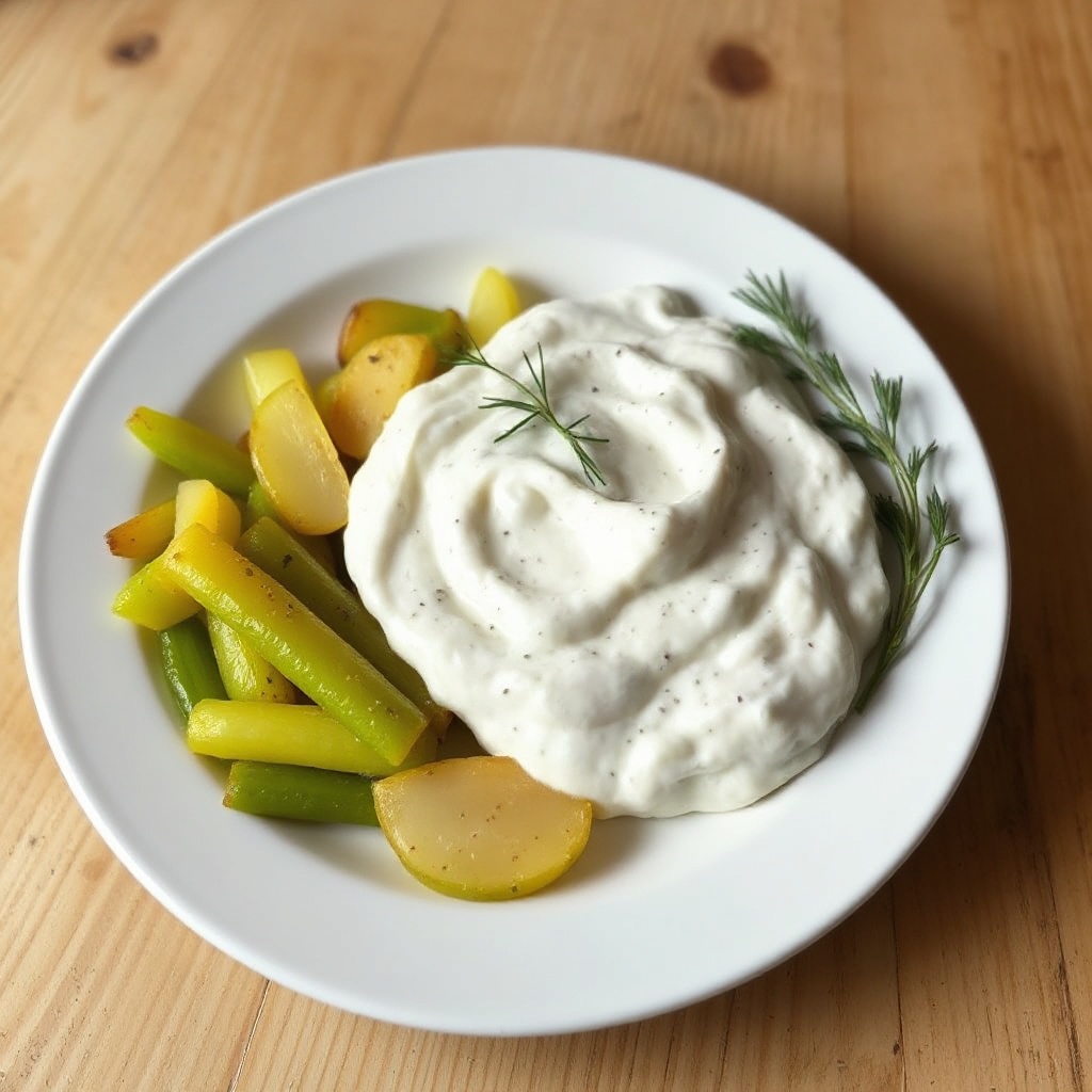 Dip aus karamellisierten Zwiebeln und Gewürzgurken