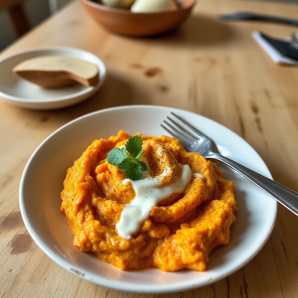 Cremiges Thai-Rotes-Curry-Süßkartoffelpüree