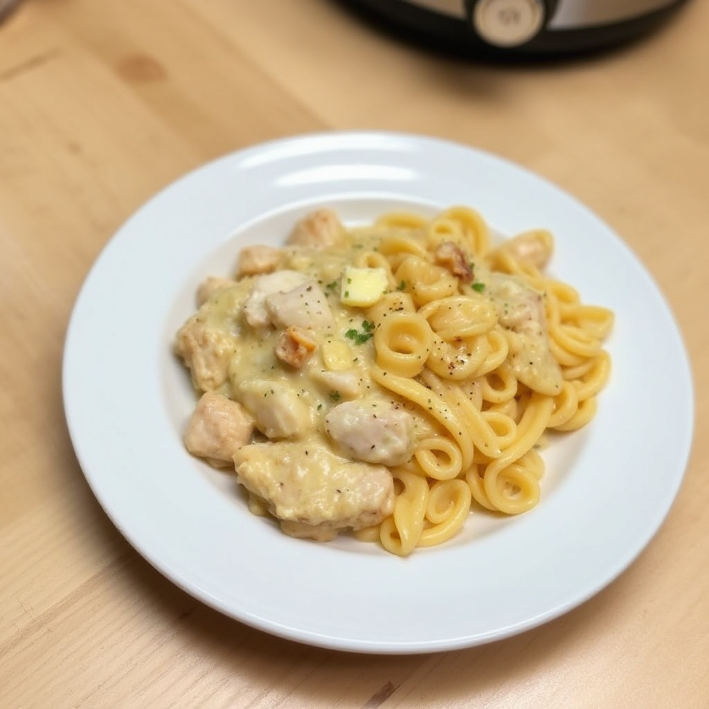 Cremige Slow Cooker Hähnchen-Pasta