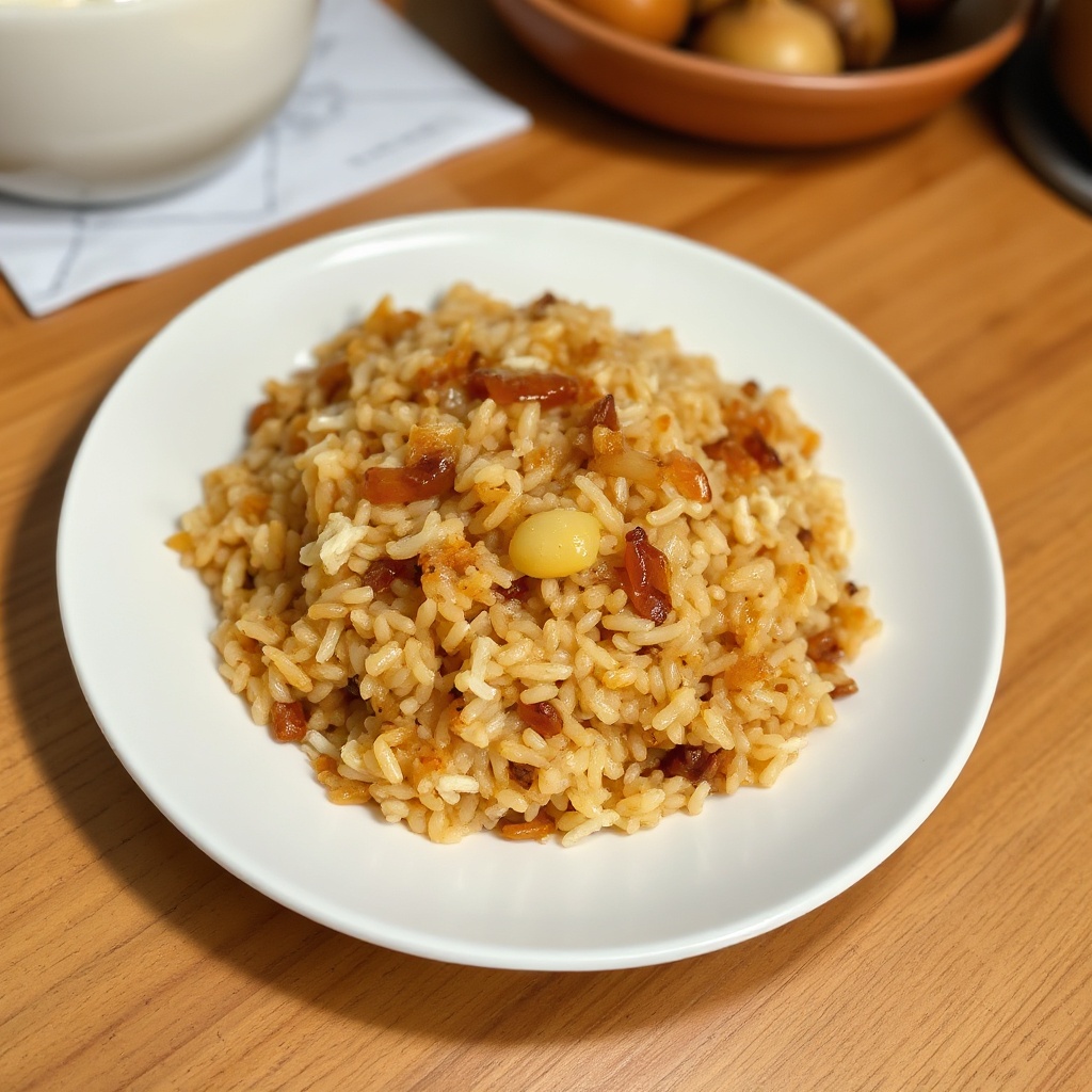 Goldene Karamellisierte Zwiebel-Reis-Delikatesse