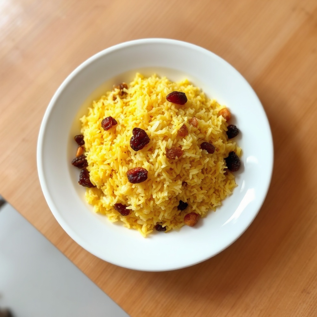 Golden Coconut Rice with Dried Fruits
