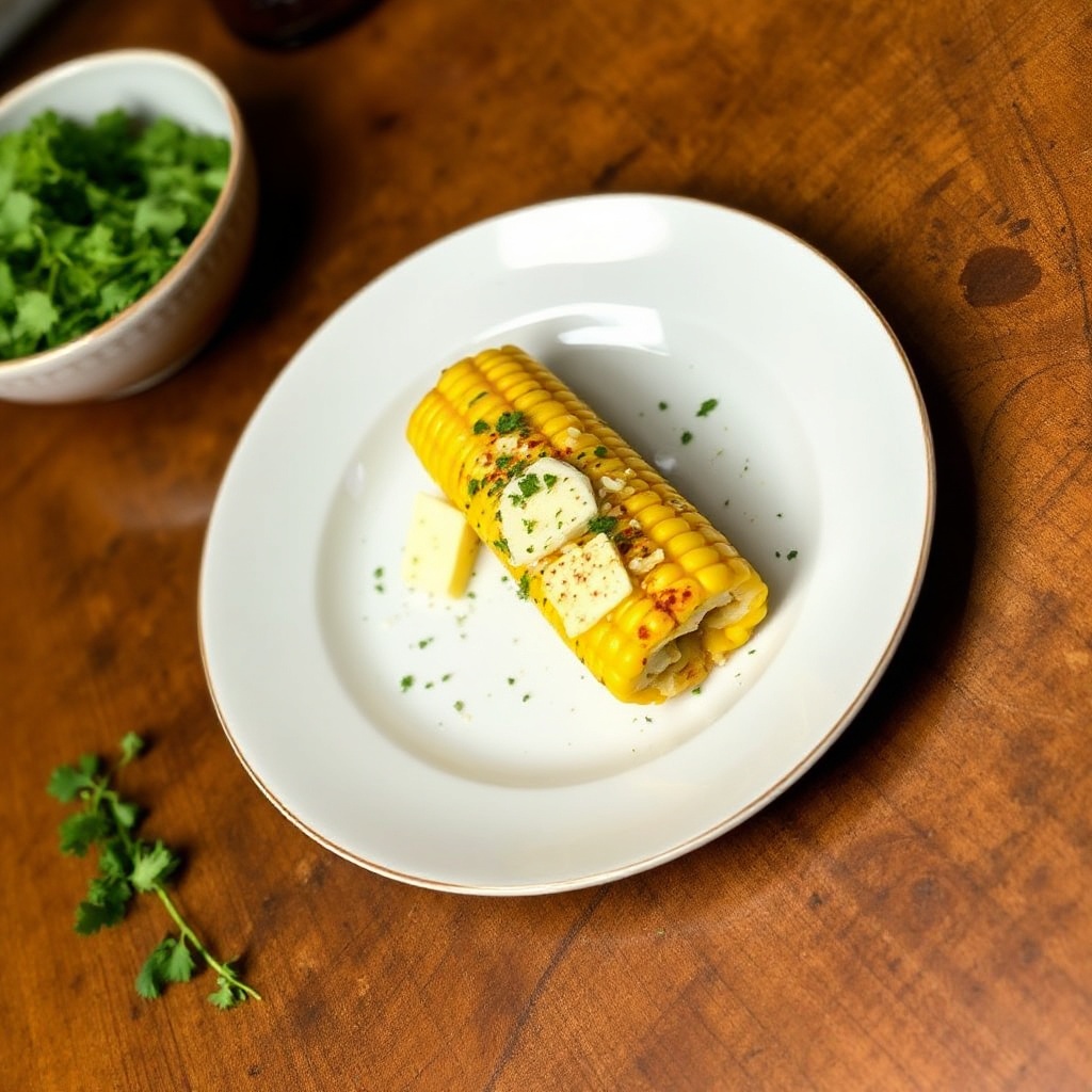 Gegrillter Mais mit Kräuterbutter und Käse