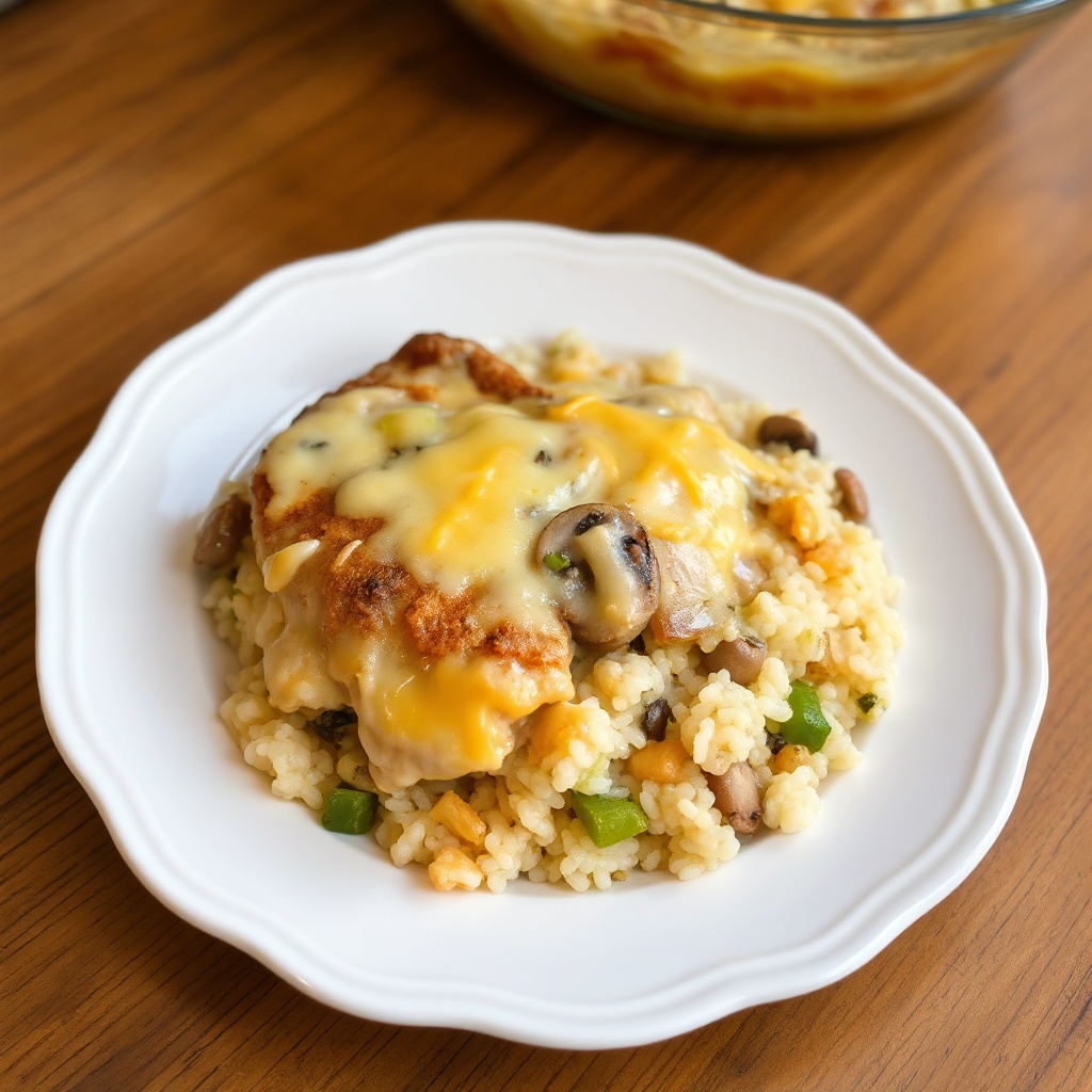 Cheesy Pork Chop and Rice Casserole